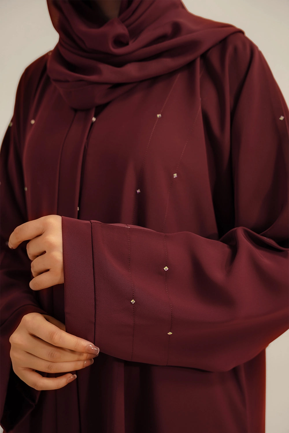 Embellished Abaya Set | Maroon