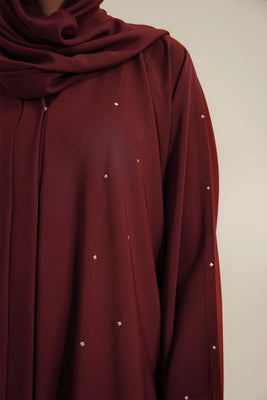 Embellished Abaya Set | Maroon