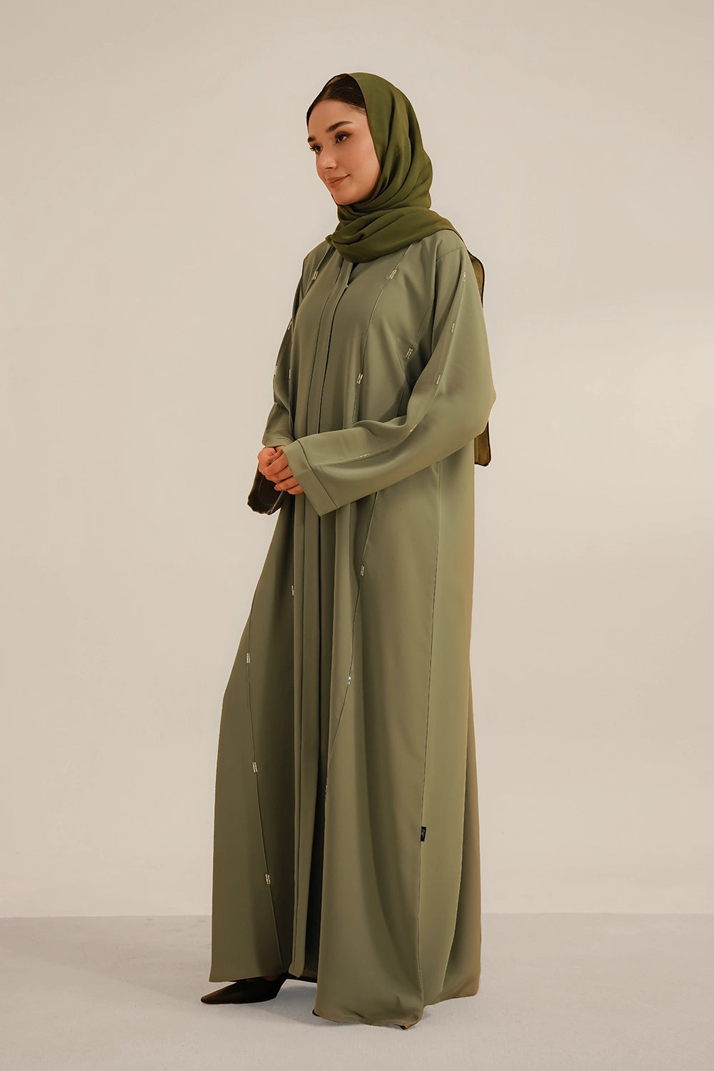 Embellished Abaya Set | Sage Green