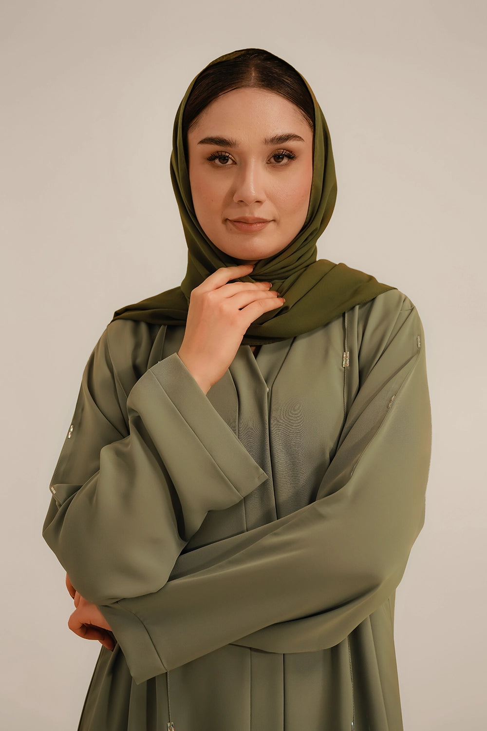 Embellished Abaya Set | Sage Green