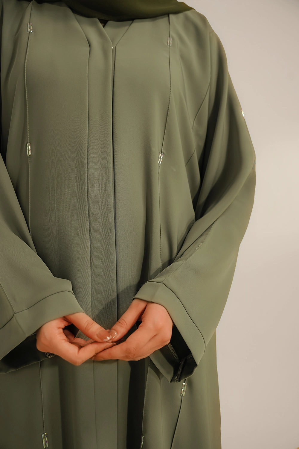 Embellished Abaya Set | Sage Green