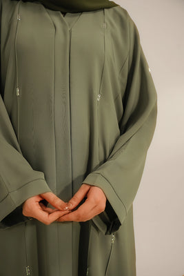 Embellished Abaya Set | Sage Green