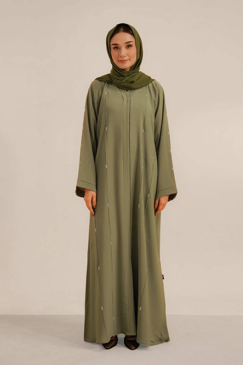 Embellished Abaya Set | Sage Green