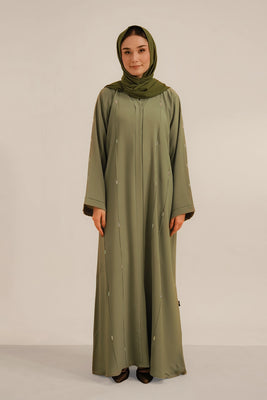 Embellished Abaya Set | Sage Green