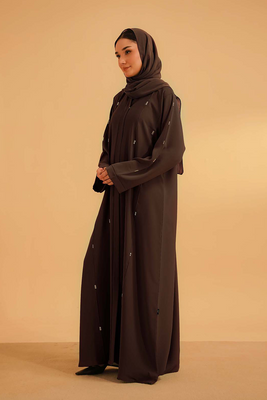 Embellished Abaya Set | Mocha Brown