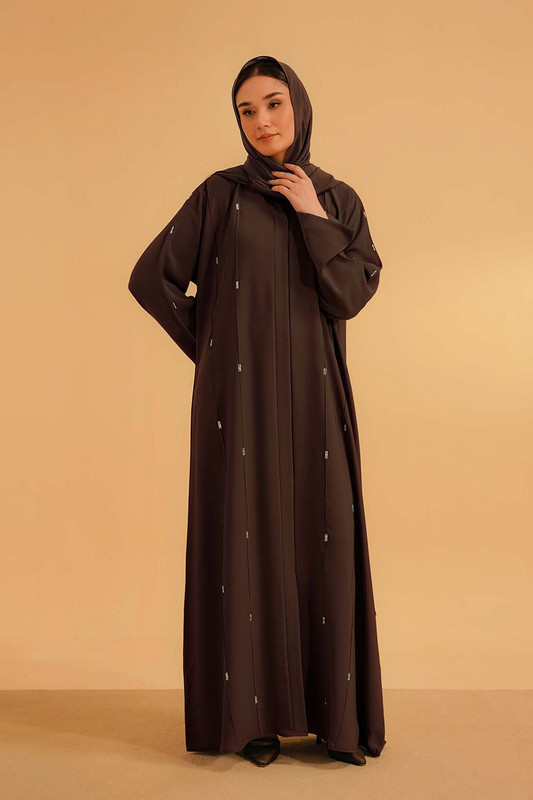 Embellished Abaya Set | Mocha Brown 1000