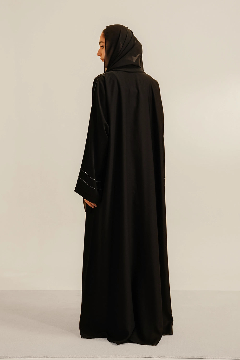 Embellished Hareer Abaya Set | Black