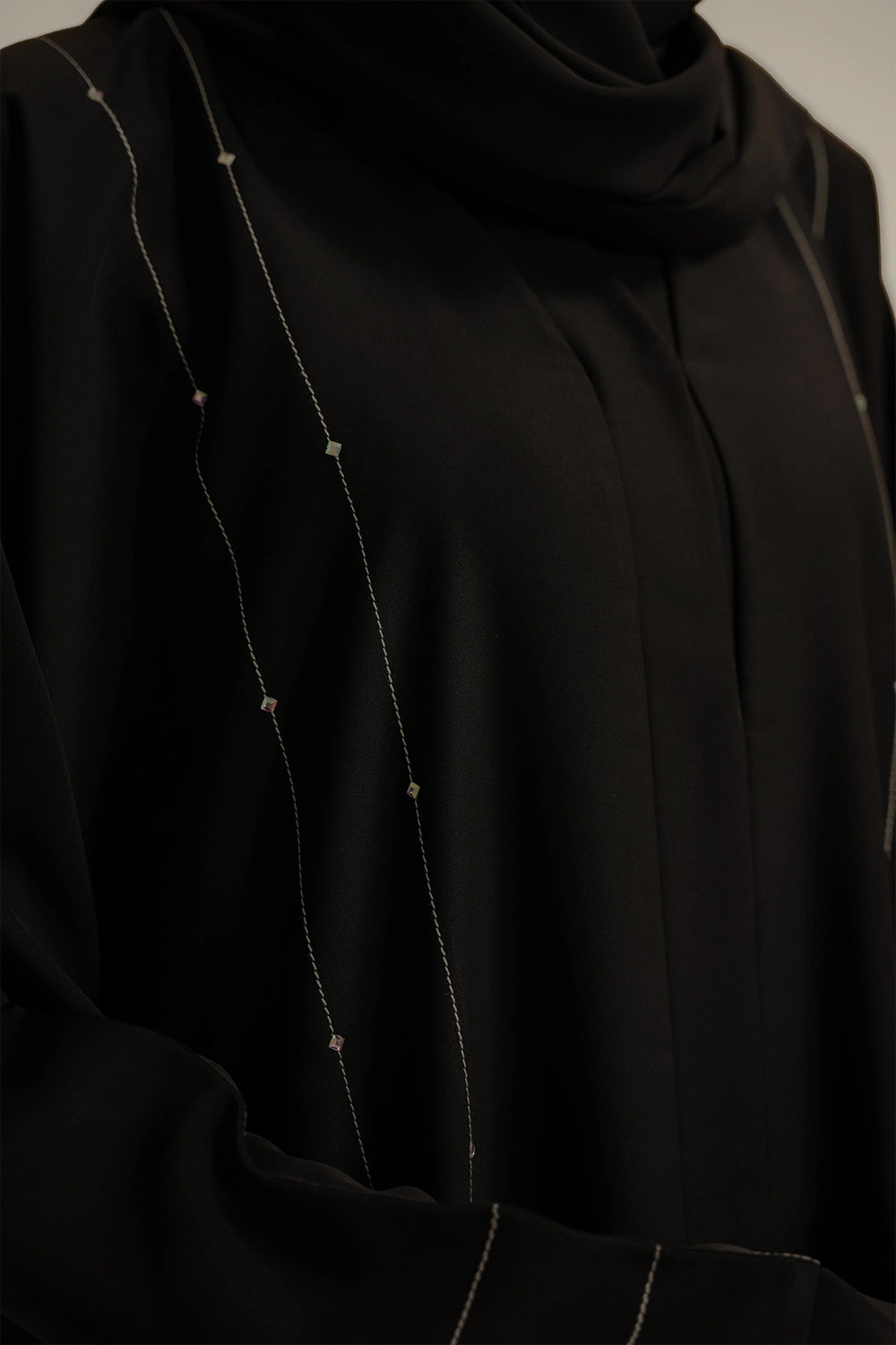 Embellished Hareer Abaya Set | Black