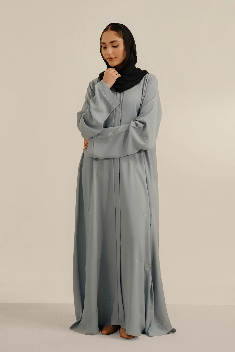 Embroidered Abaya Set | Sky Blue