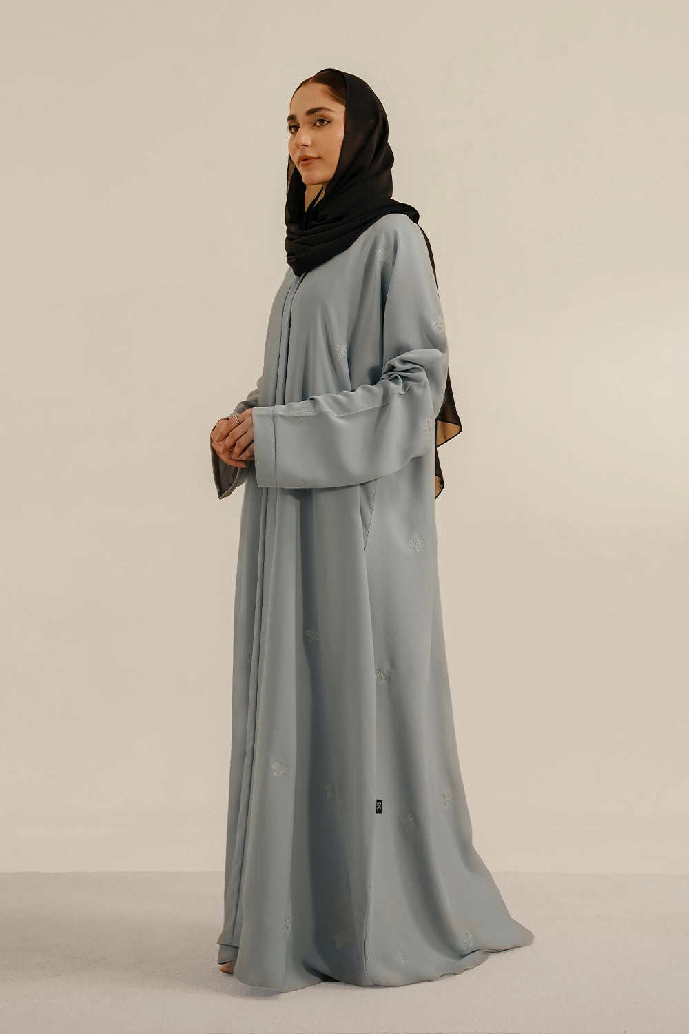 Embroidered Abaya Set | Sky Blue