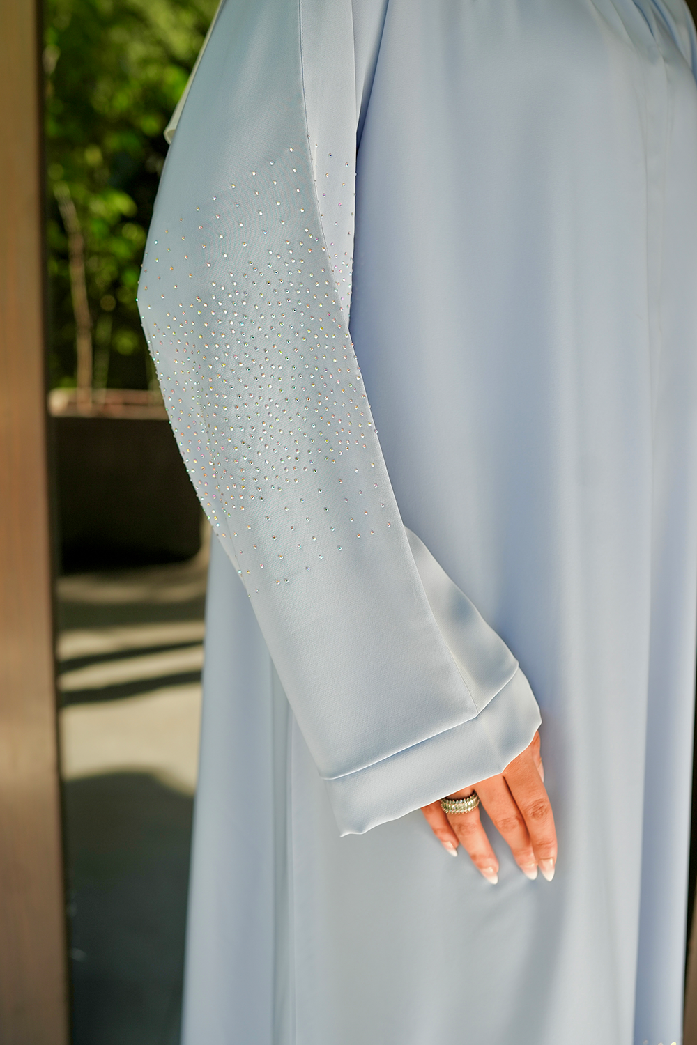 Nooré Diamante Abaya Set | Sky Blue