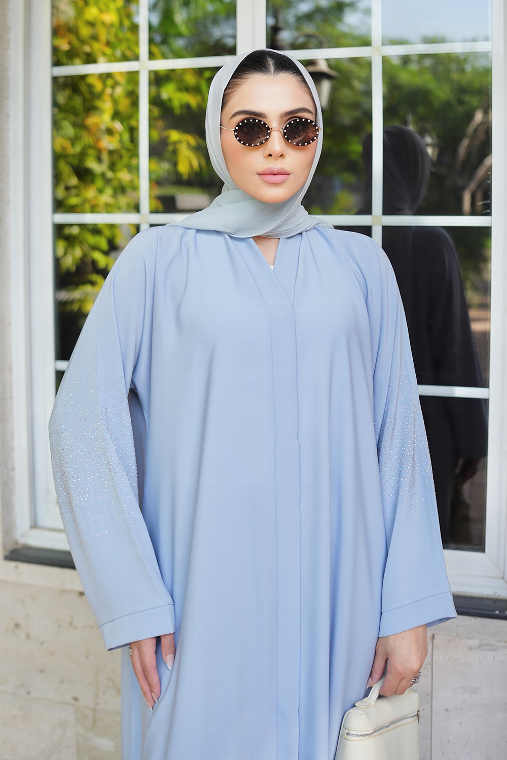 Nooré Diamante Abaya Set | Sky Blue