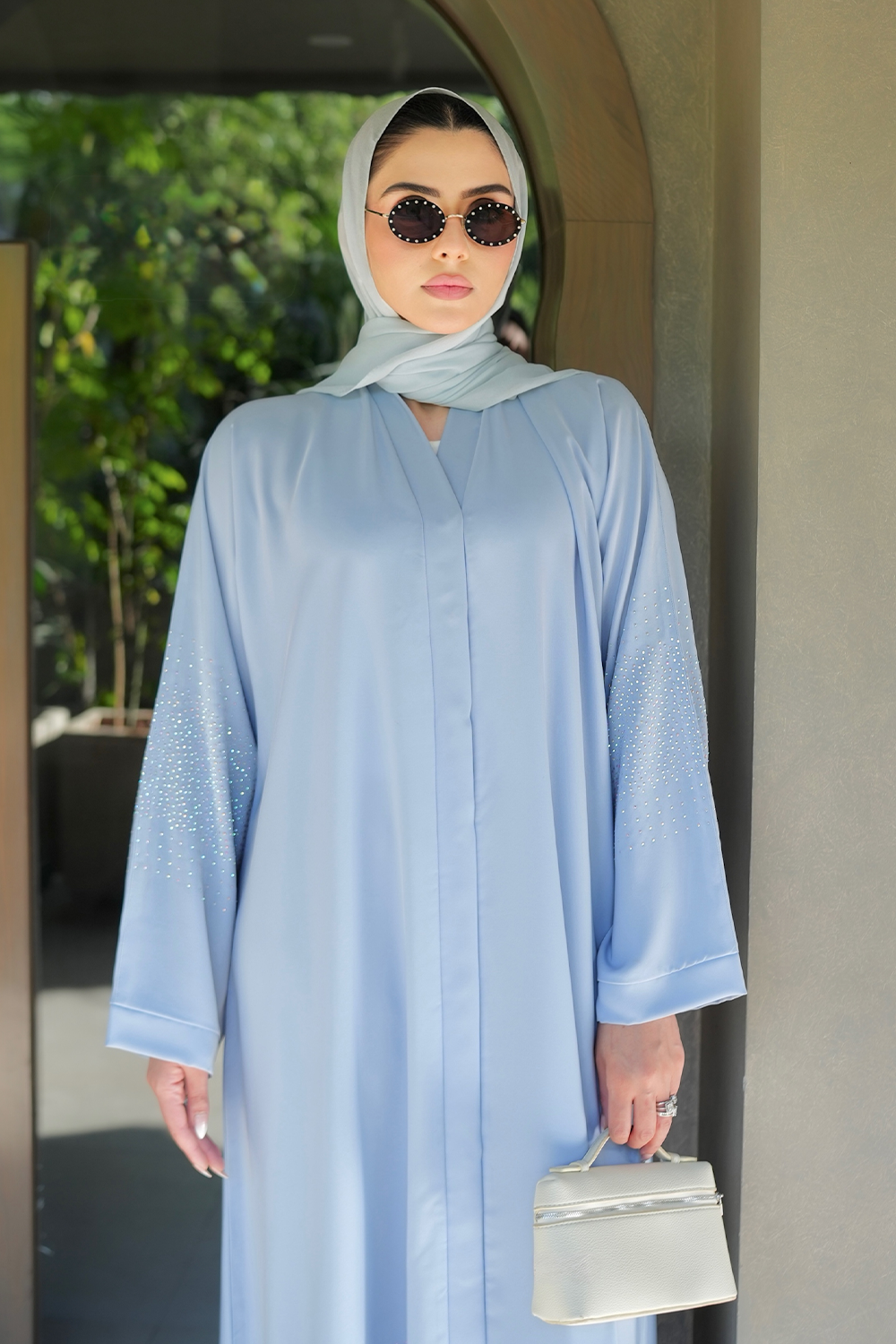 Nooré Diamante Abaya Set | Sky Blue