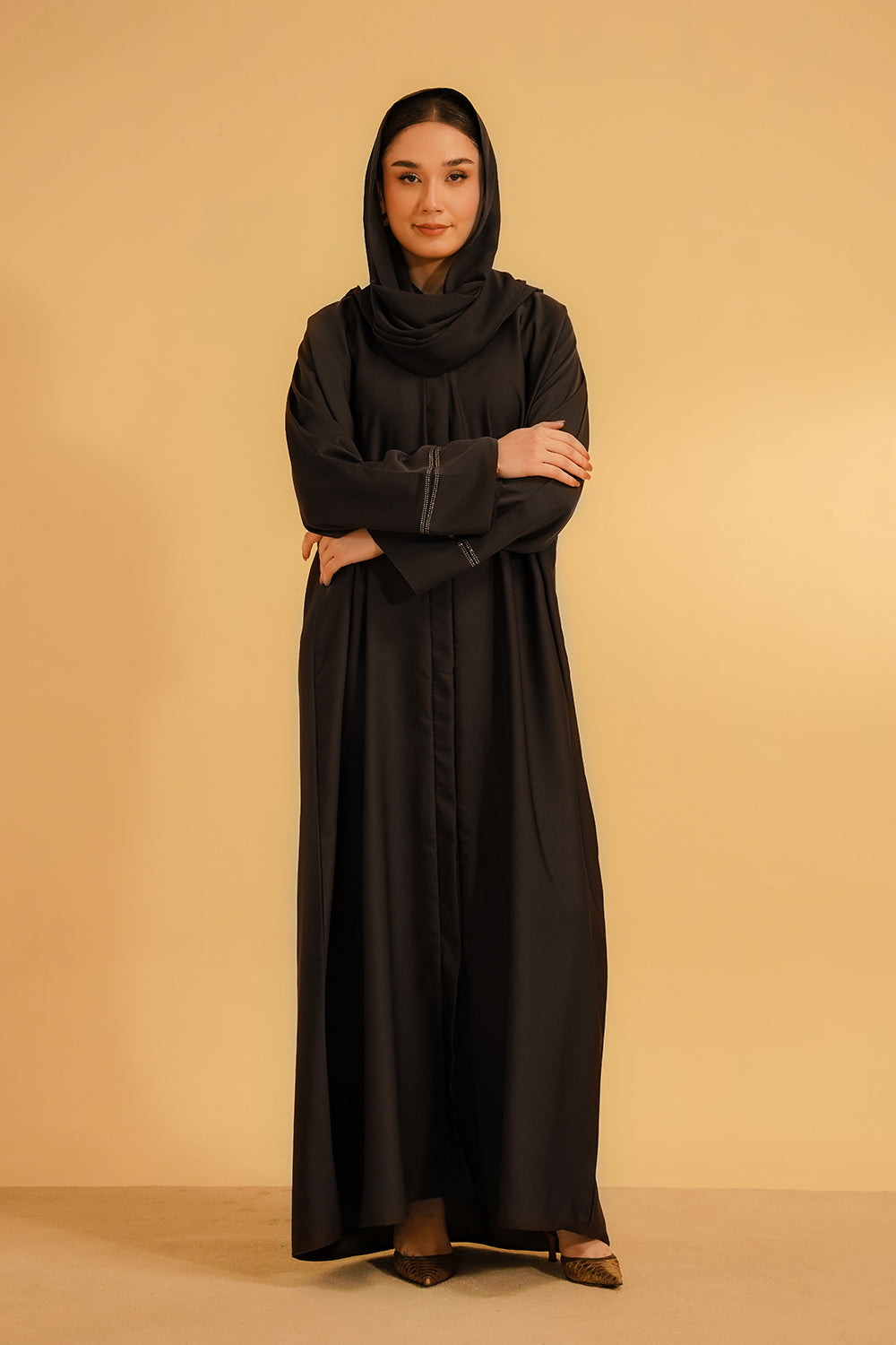 Basic Diamante Abaya | Brown