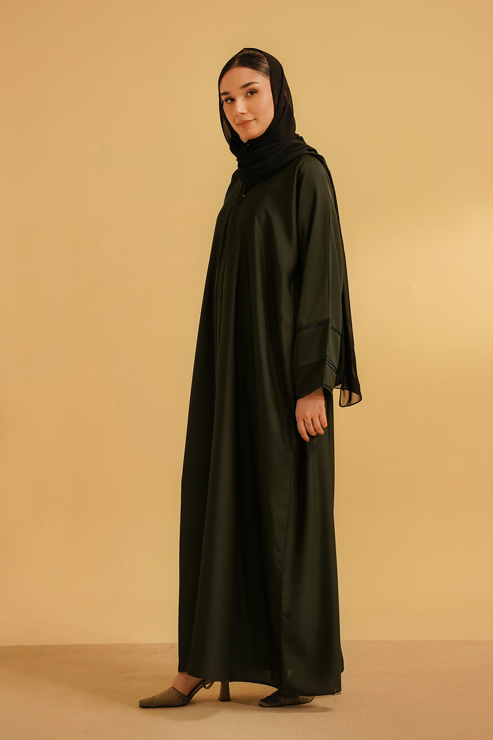 Basic Pleat Abaya | Dark Green