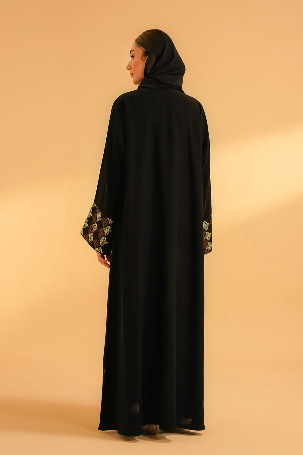 Cuff Embroidered Abaya | Black
