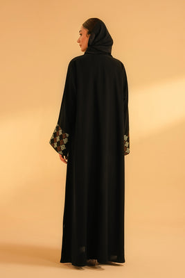 Cuff Embroidered Abaya | Black