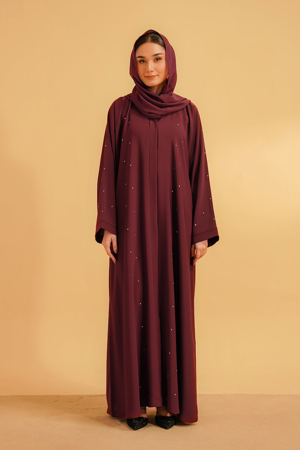 Embellished Abaya Set | Maroon