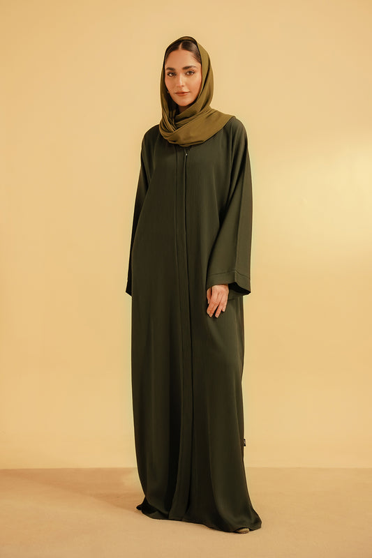 Textured Abaya | Olive 1000