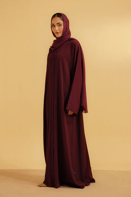 Textured Abaya | Maroon