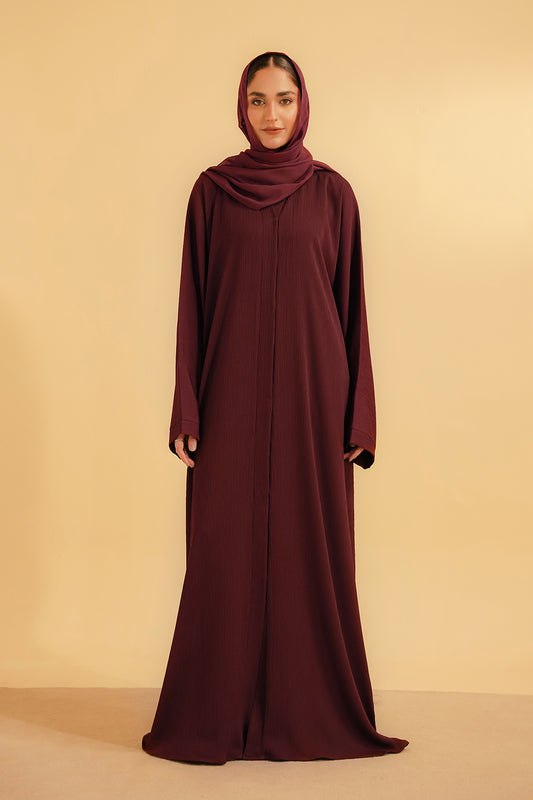 Textured Abaya | Maroon 1000