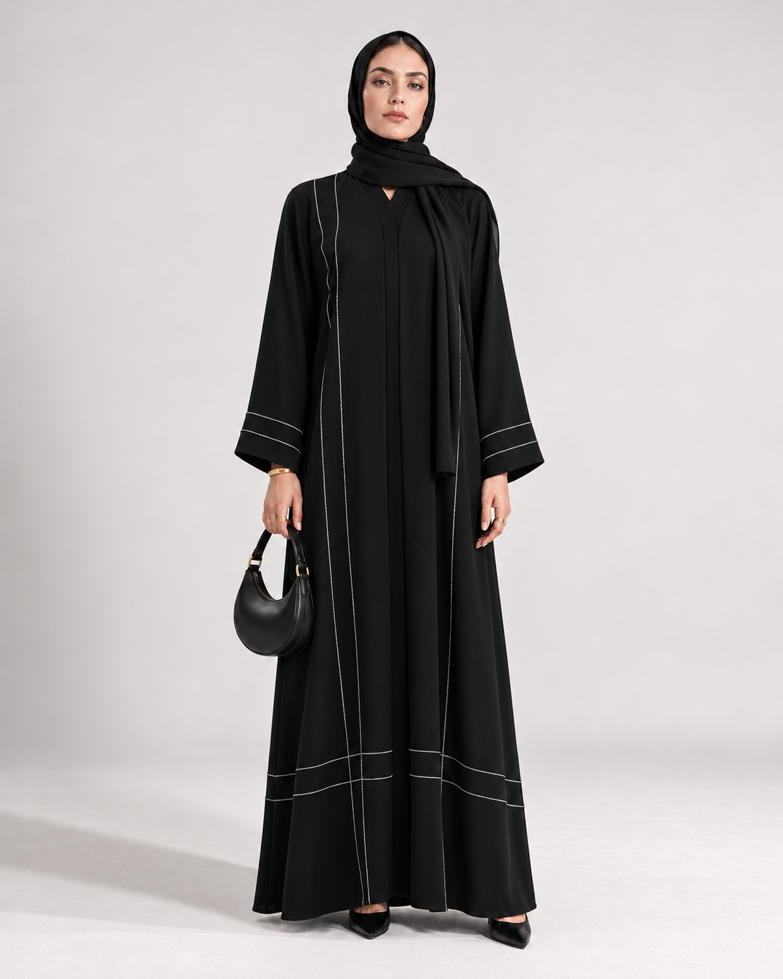 The Contrast Stitch Abaya