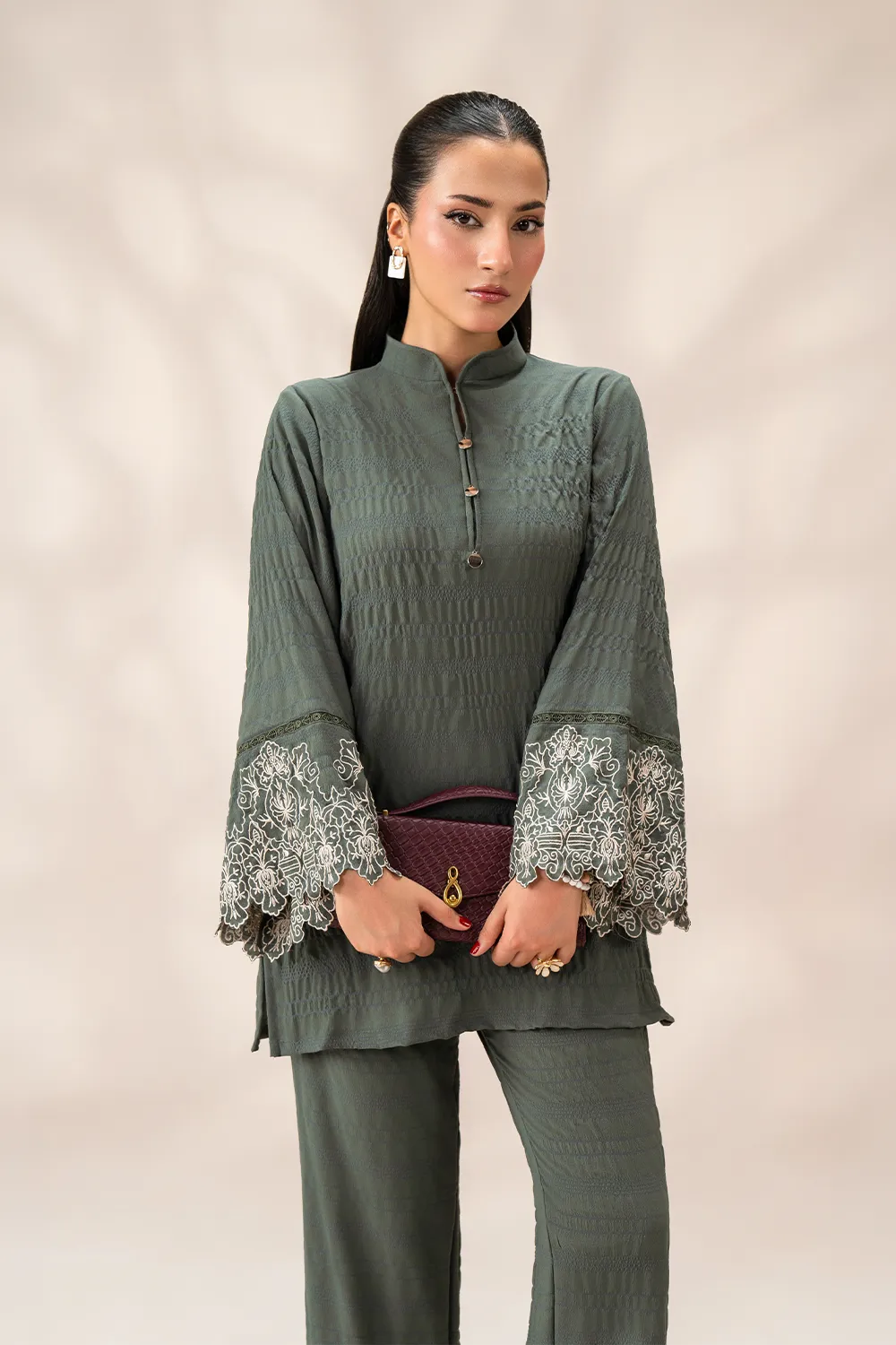 Olivia — Olive Embroidered Co-ord Set