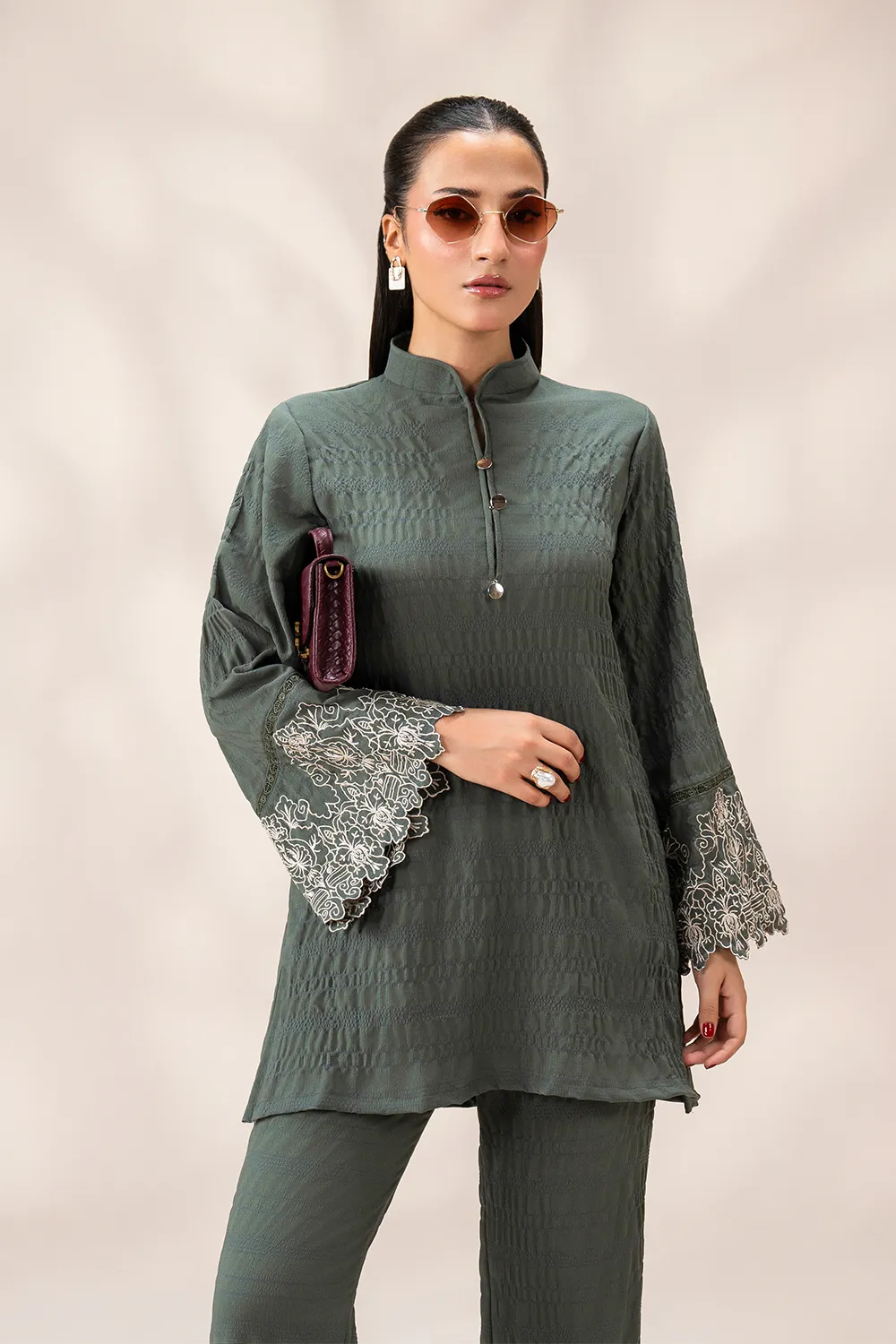 Olivia — Olive Embroidered Co-ord Set