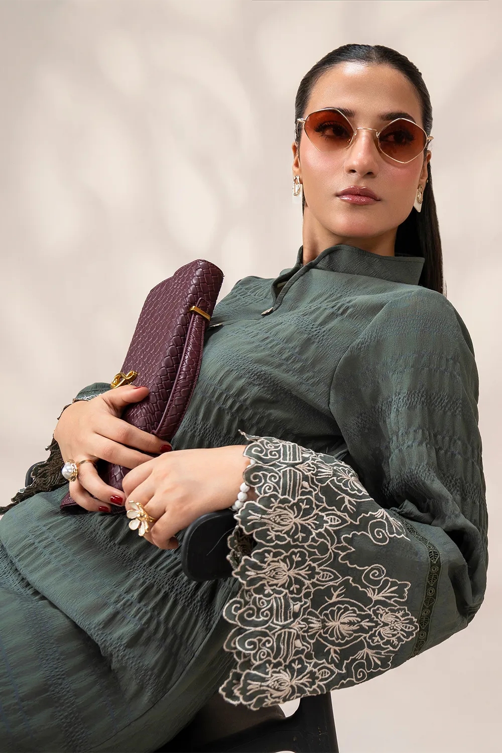 Olivia — Olive Embroidered Co-ord Set