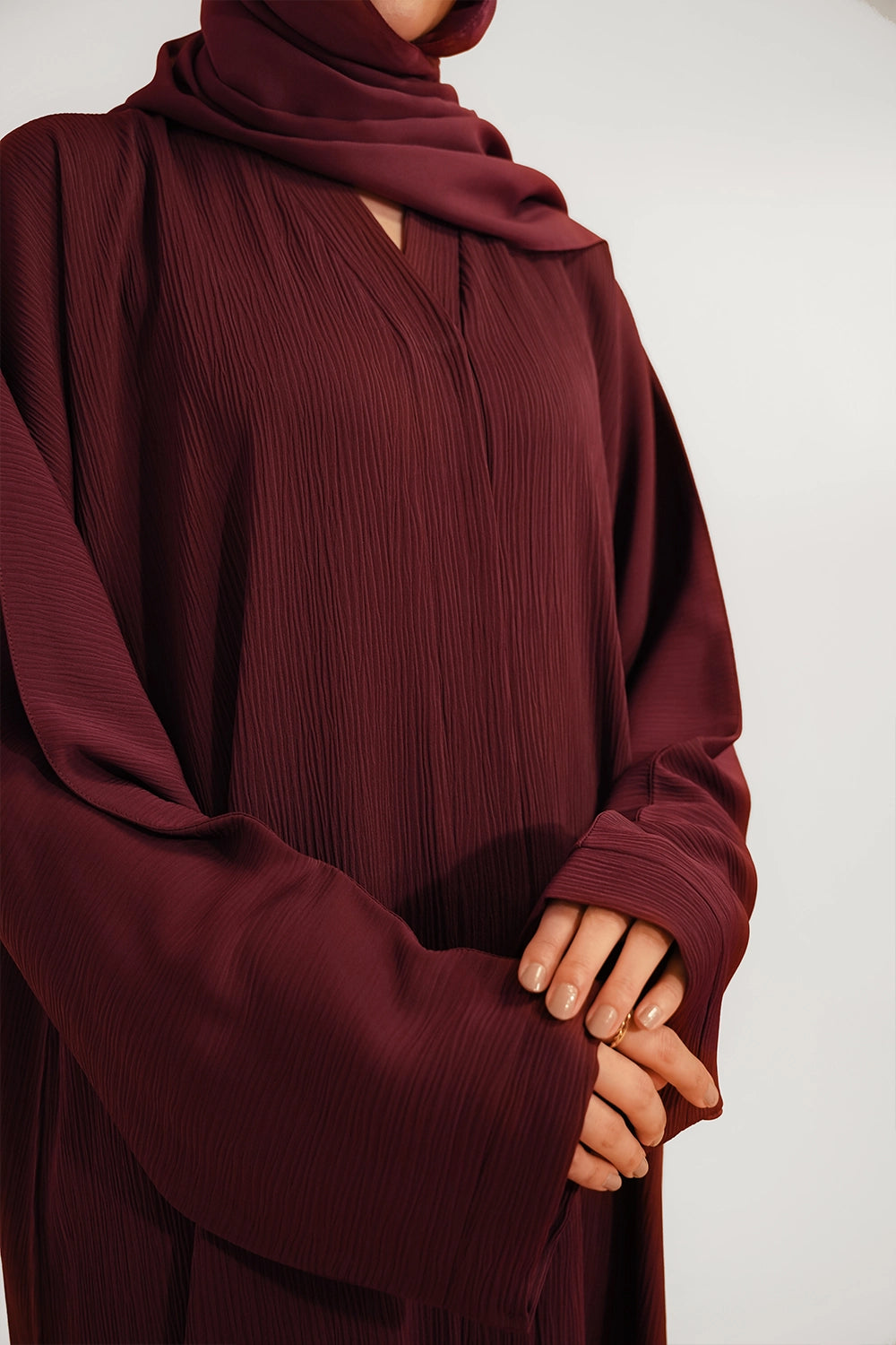 Textured Abaya Set | Maroon