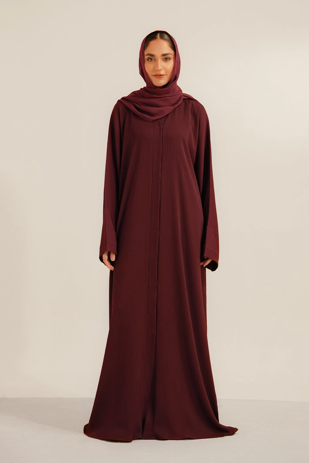 Textured Abaya Set | Maroon