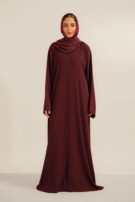 Textured Abaya Set | Maroon 1000