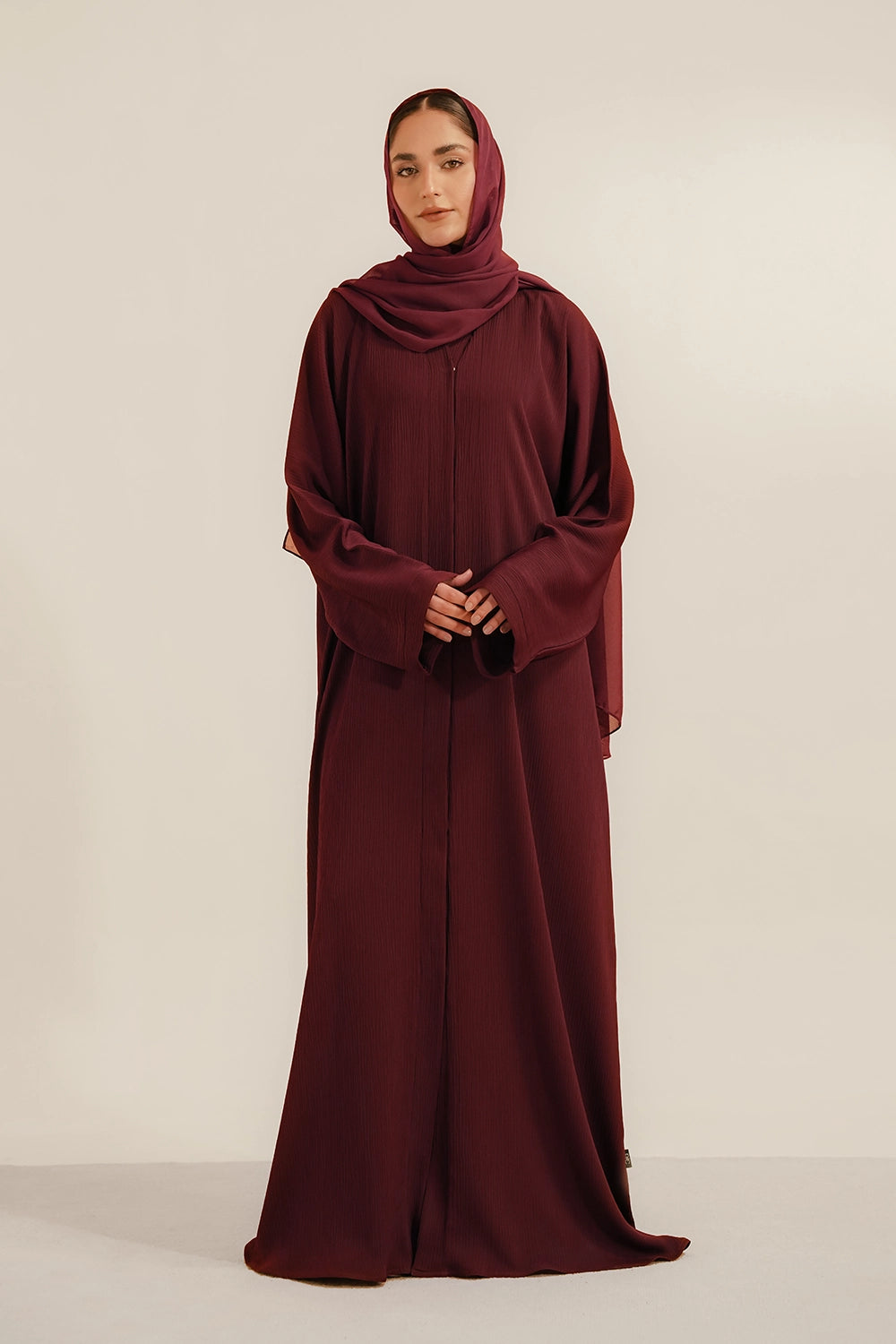 Textured Abaya Set | Maroon
