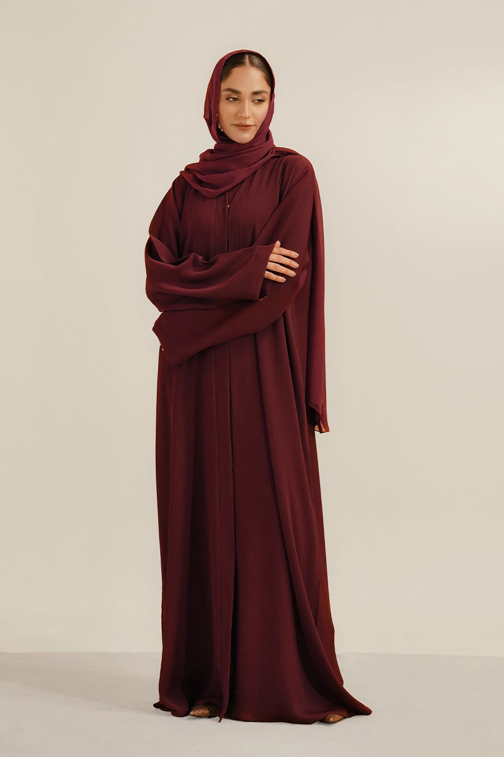 Textured Abaya Set | Maroon