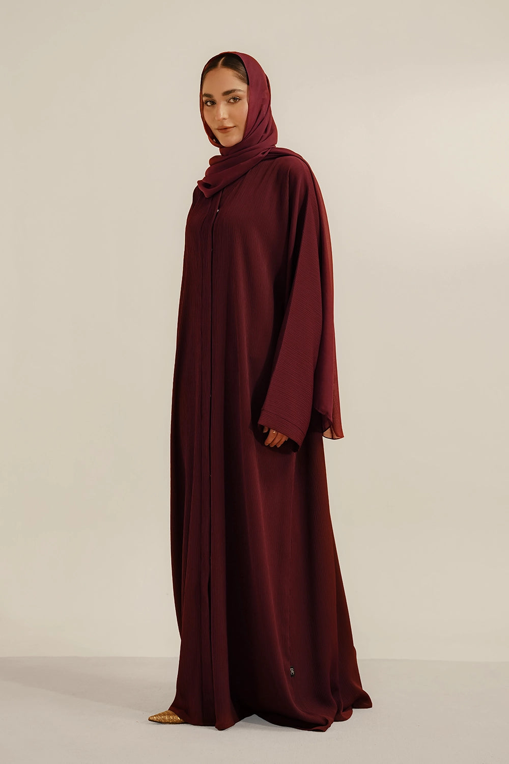 Textured Abaya Set | Maroon