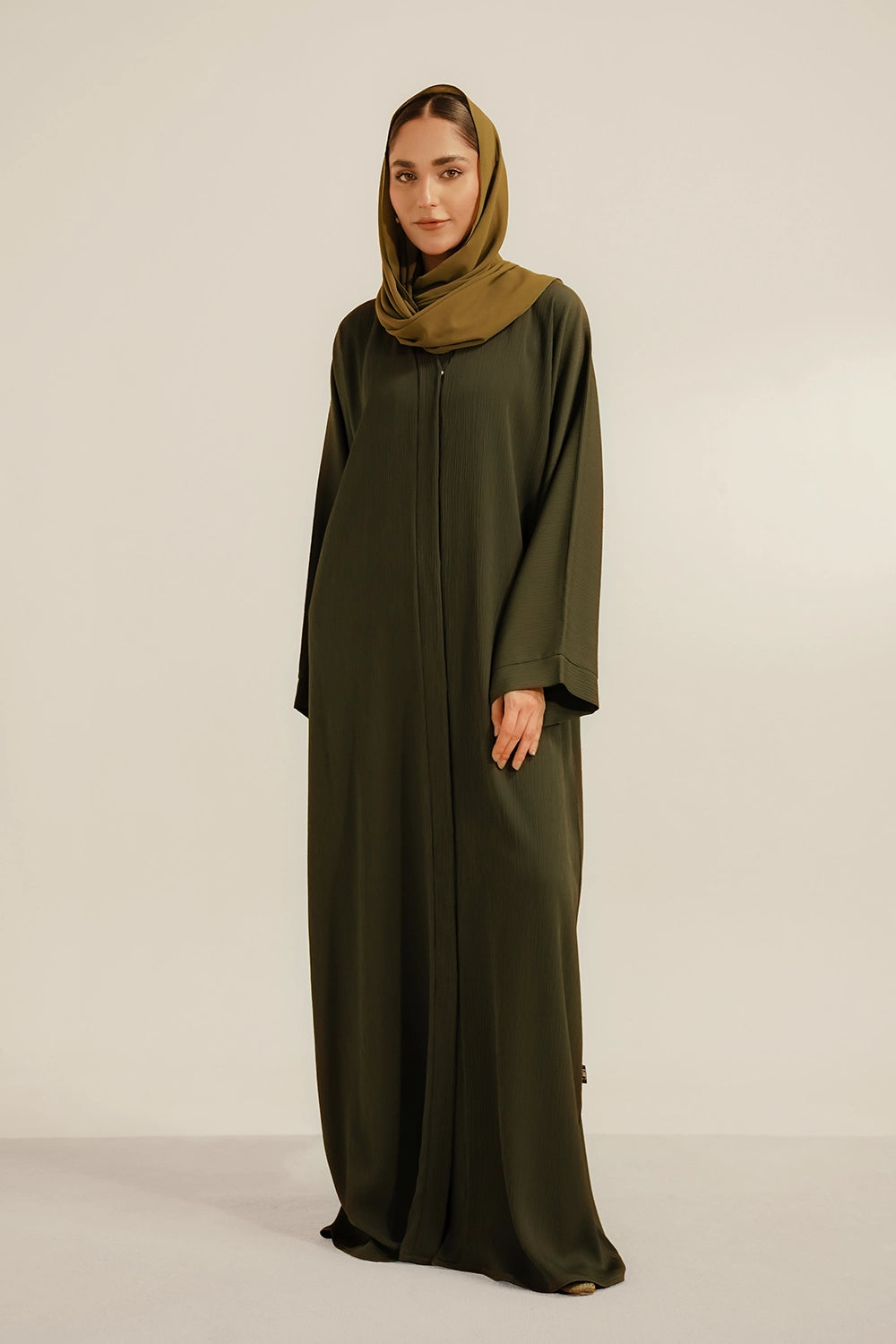 Textured Abaya Set | Olive