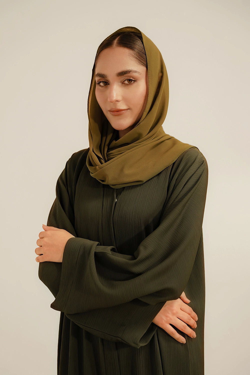 Textured Abaya Set | Olive