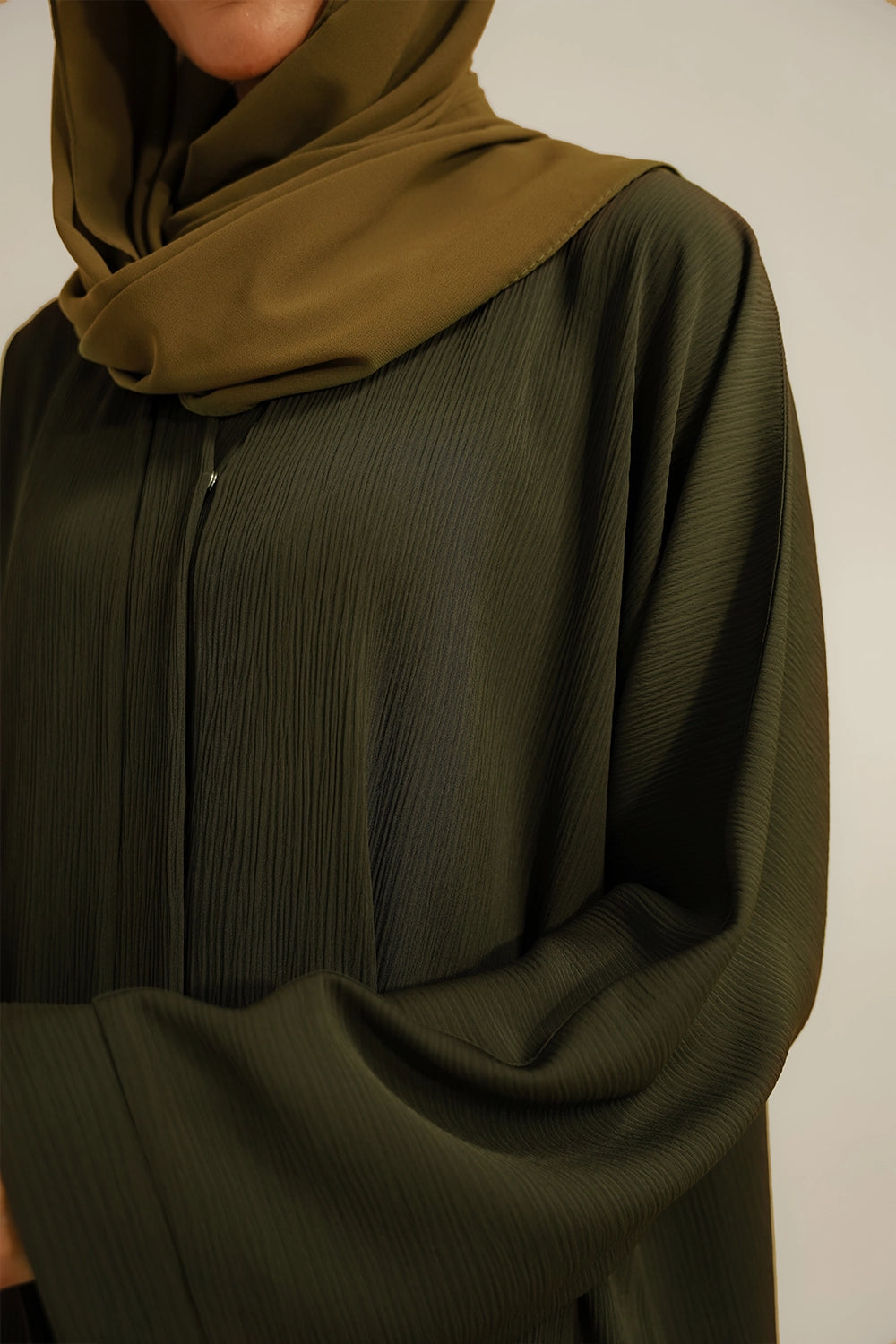 Textured Abaya Set | Olive