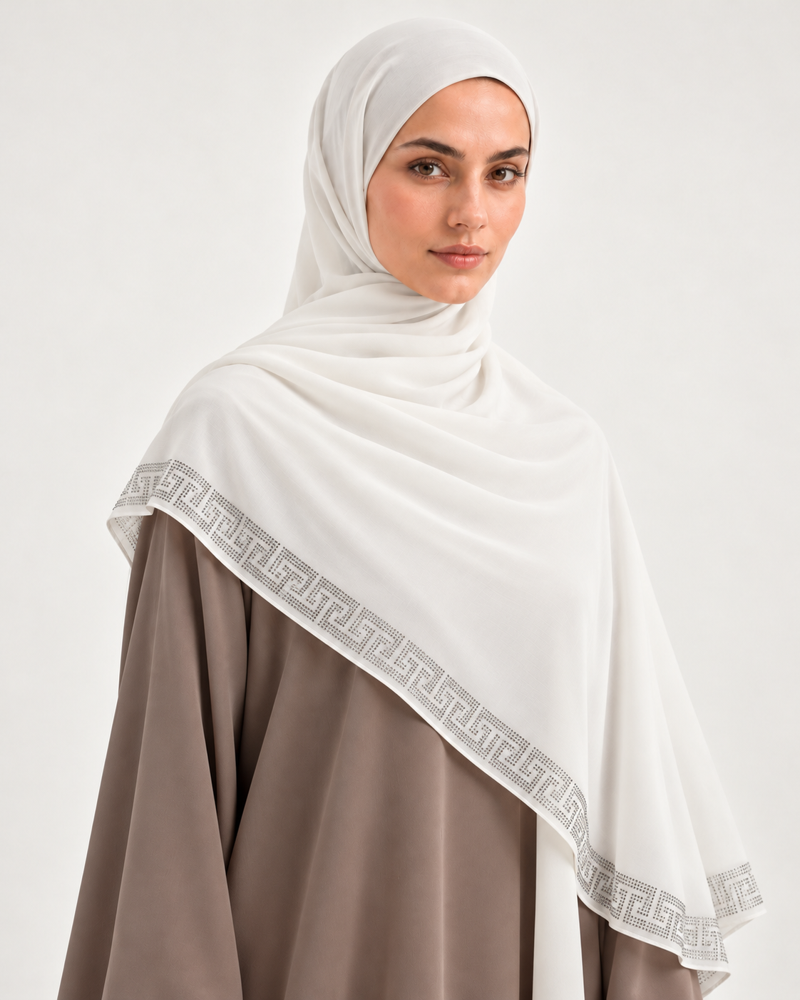 WHITE EMBELLISHED SHAWL