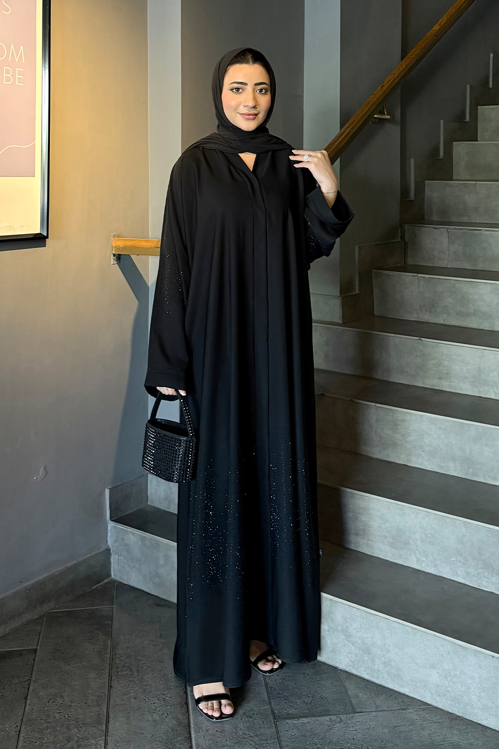 Nooré Diamante Abaya Set | Black