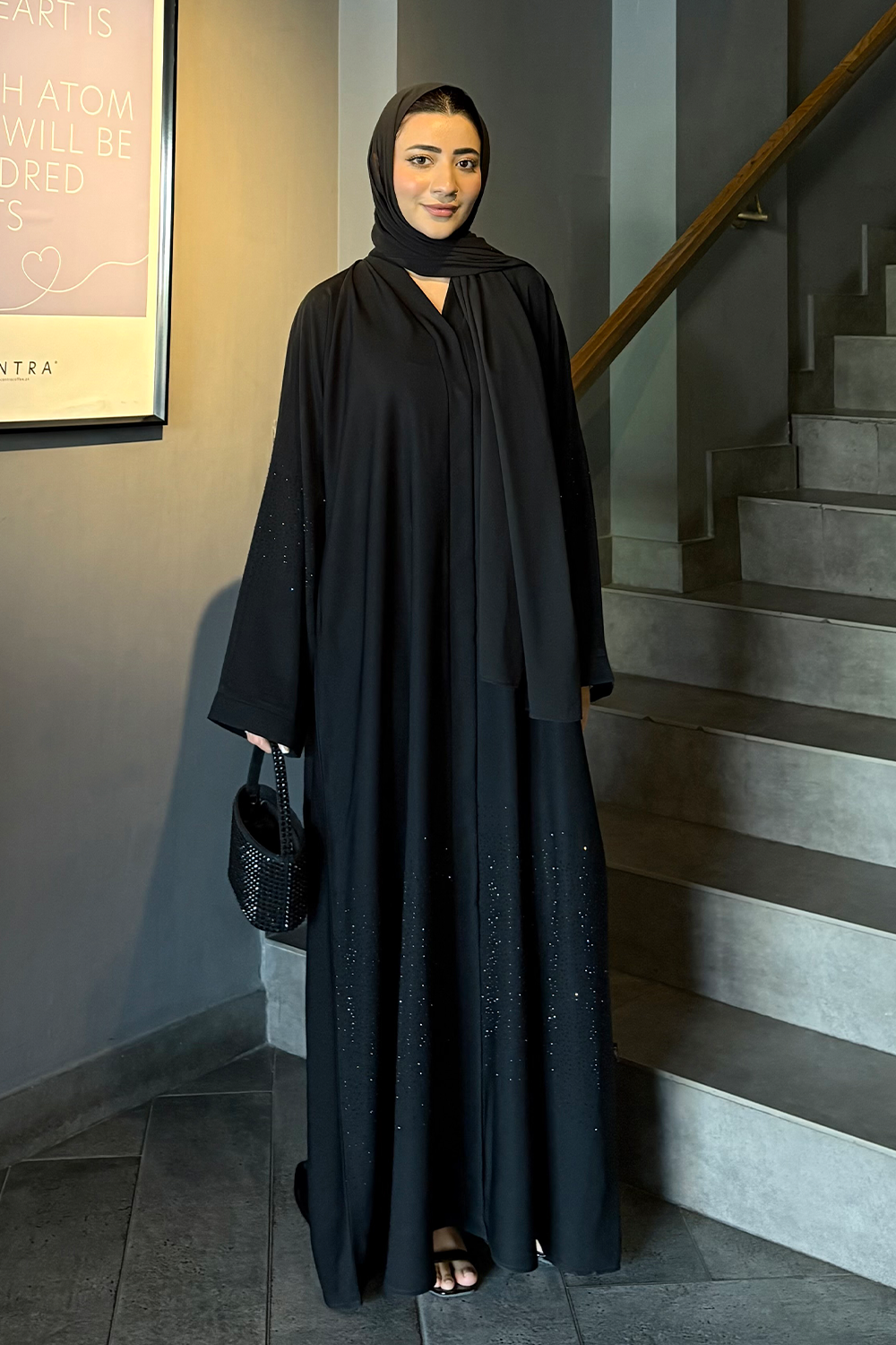 Nooré Diamante Abaya Set | Black