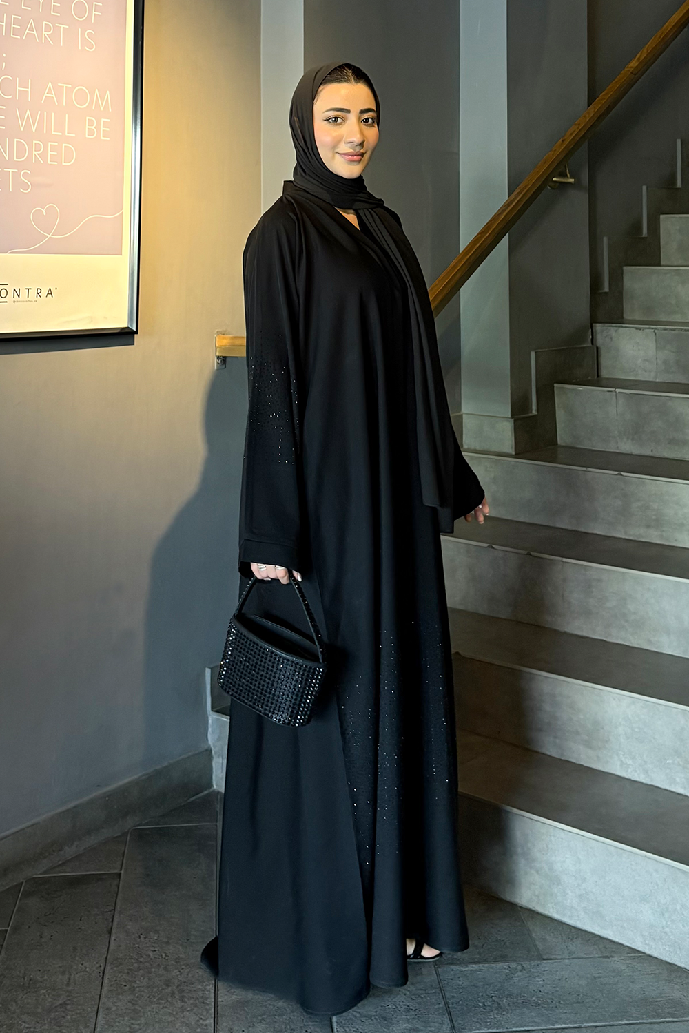 Nooré Diamante Abaya Set | Black