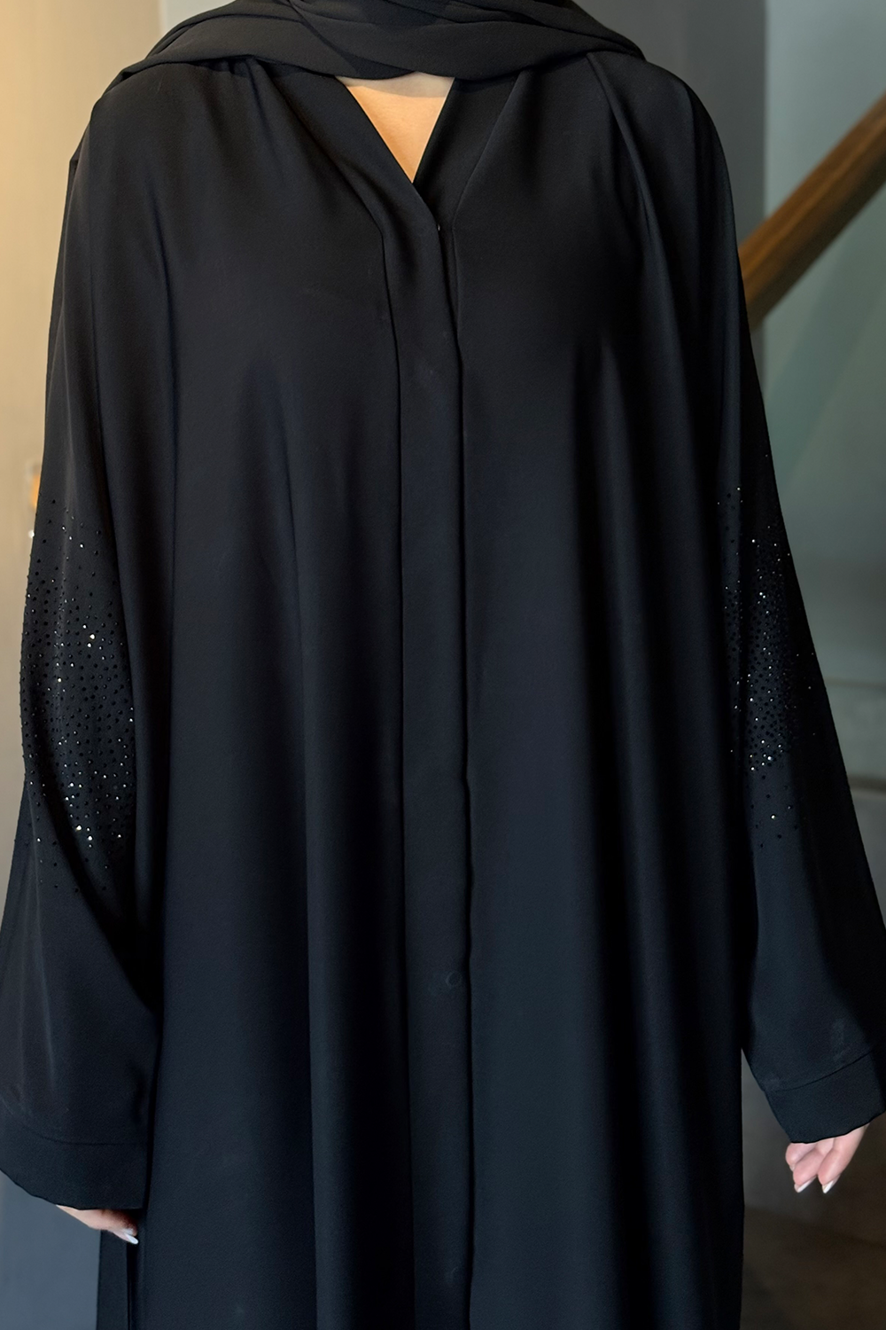 Nooré Diamante Abaya Set | Black