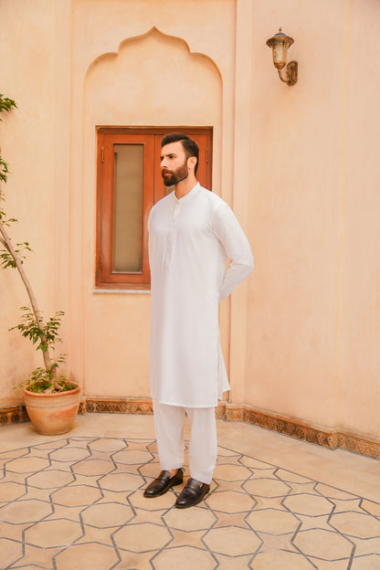 SHALWAR KAMEEZ FOR MEN | IVORY WHITE - BOSKI