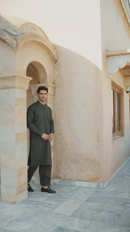 SHALWAR KAMEEZ FOR MEN | CHOCOLATE BROWN - COTTON
